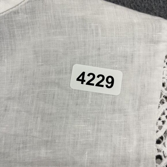 J.Crew Blouse Womens 4 White Linen Lace Short Sleeve Crochet‎ Summer Boho Top - Picture 16 of 16